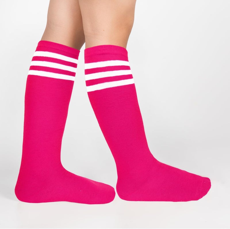 Benefeet Sox Kids Soccer Socks Toddler Knee High Tube Long Socks Soft for Girls Three Stripes Youth Cotton Soccer Socks - Image 2
